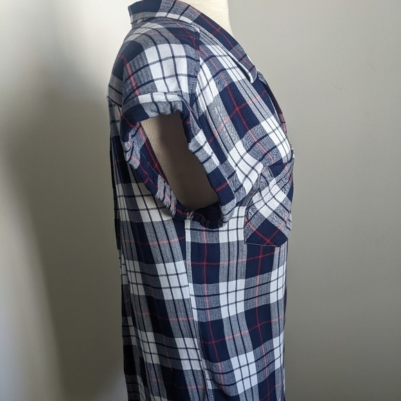 𝅺jachs Girlfriend Plaid Short Sleeve Front Pockets M - Picture 6 of 9